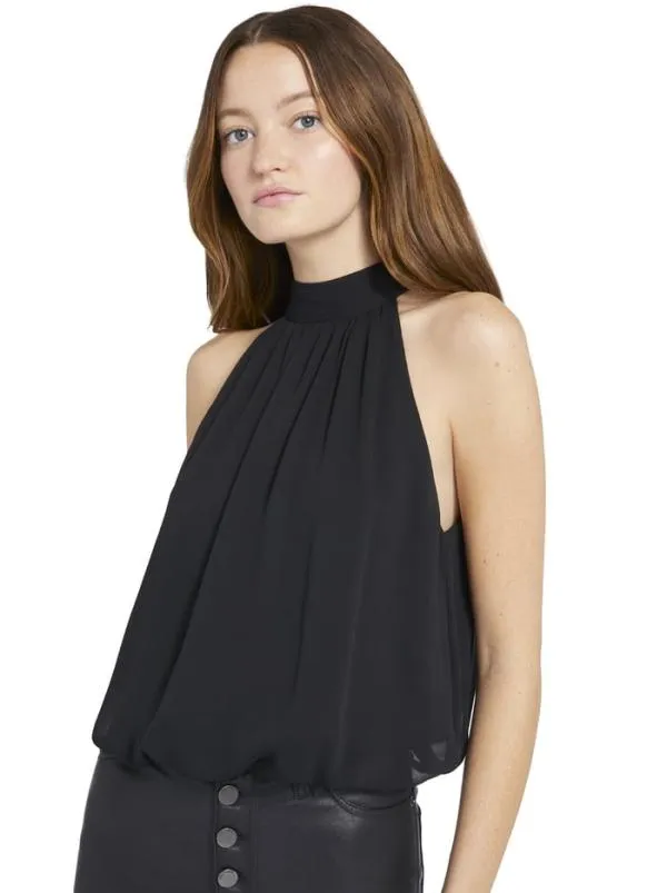 Tops Women Alice Olivia MARIS HALTER NECK GATHERED TOP Black