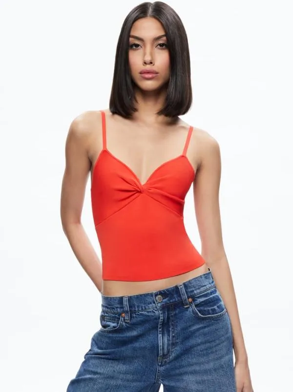 Tops Women Alice Olivia RHONA TWIST FRONT TANK Chili Pepper