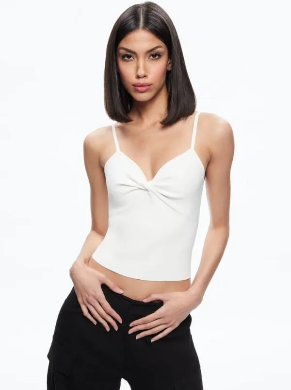 Tops Women Alice Olivia RHONA TWIST FRONT TANK Soft White