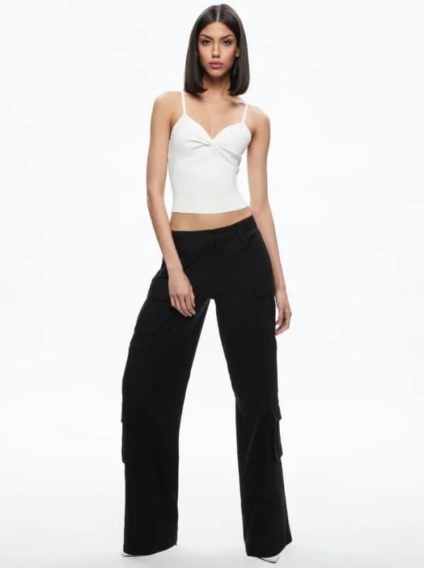Tops Women Alice Olivia RHONA TWIST FRONT TANK Soft White