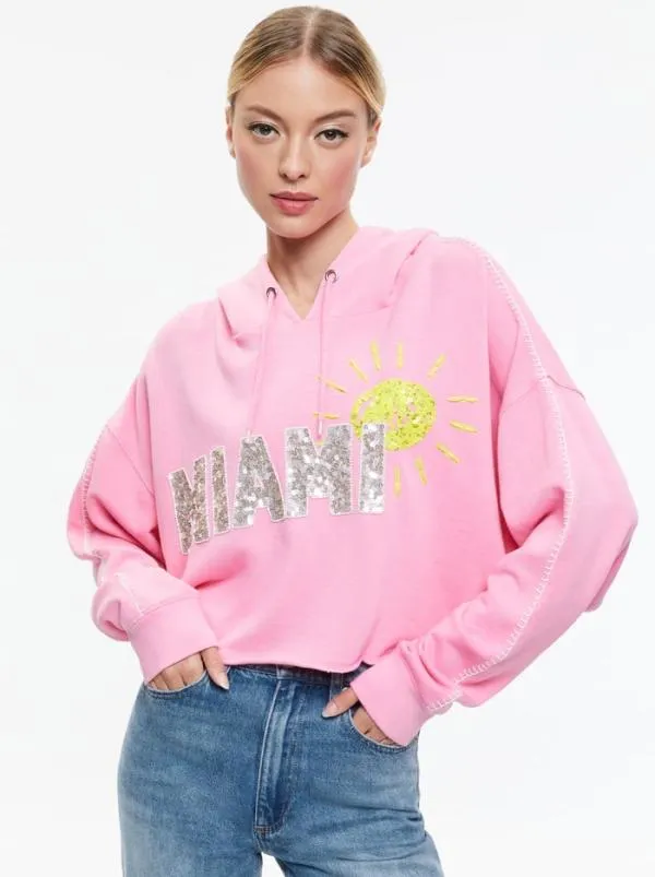 Tops Women Alice Olivia SUNNY BOXY CROPPED HOODIE Ballet Slipper