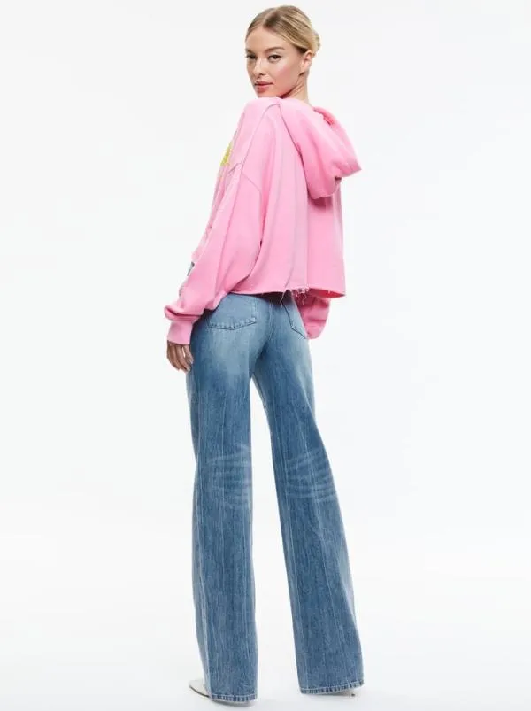Tops Women Alice Olivia SUNNY BOXY CROPPED HOODIE Ballet Slipper
