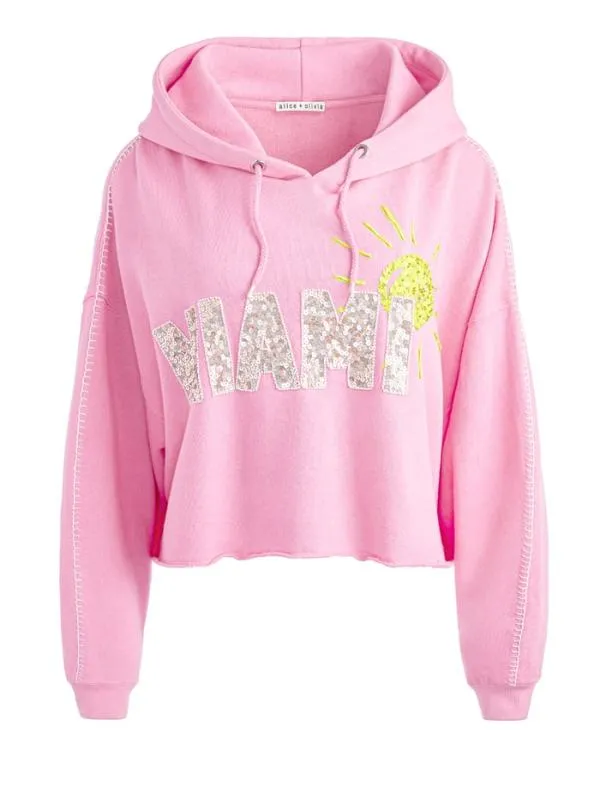Tops Women Alice Olivia SUNNY BOXY CROPPED HOODIE Ballet Slipper