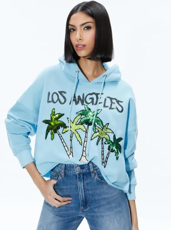Tops Women Alice Olivia SUNNY BOXY CROPPED HOODIE Ice