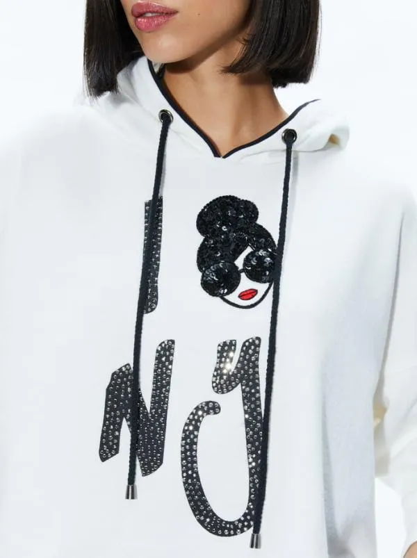 Tops Women Alice Olivia SUNNY BOXY STACEFACE CROPPED HOODIE Optic White