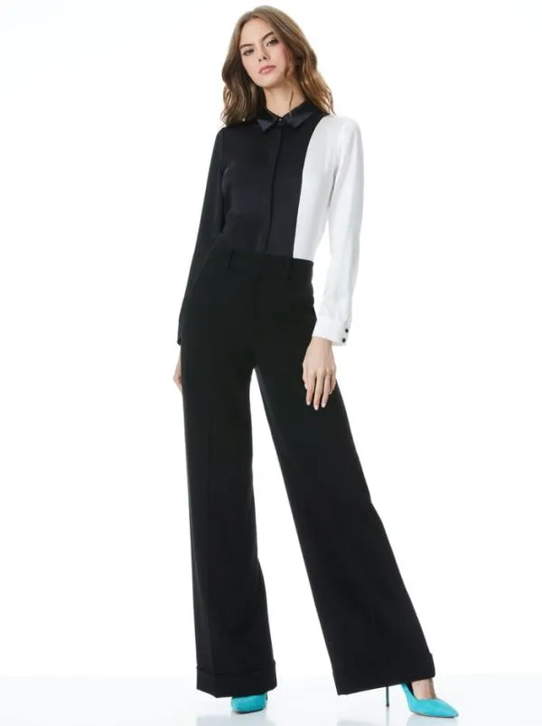 Tops Women Alice Olivia WILLA PLACKET TOP Blackoff White