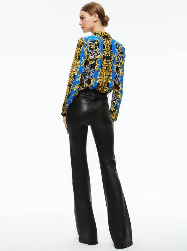 Tops Women Alice Olivia WILLA PLACKET TOP Regal Romance Sapphire