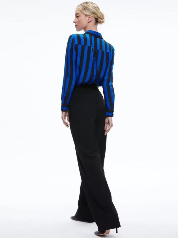 Tops Women Alice Olivia WILLA PLACKET TOP Sapphireblack Stripe