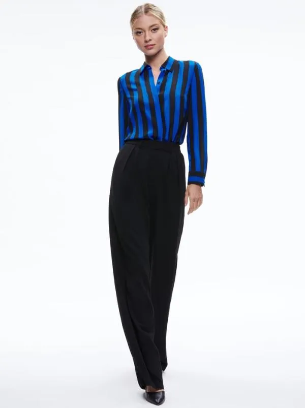 Tops Women Alice Olivia WILLA PLACKET TOP Sapphireblack Stripe