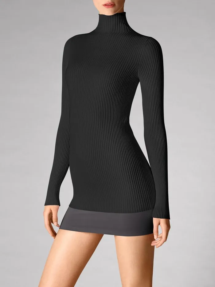 Viscose Rib Pullover Black Women Wolford Longsleeve Shirts