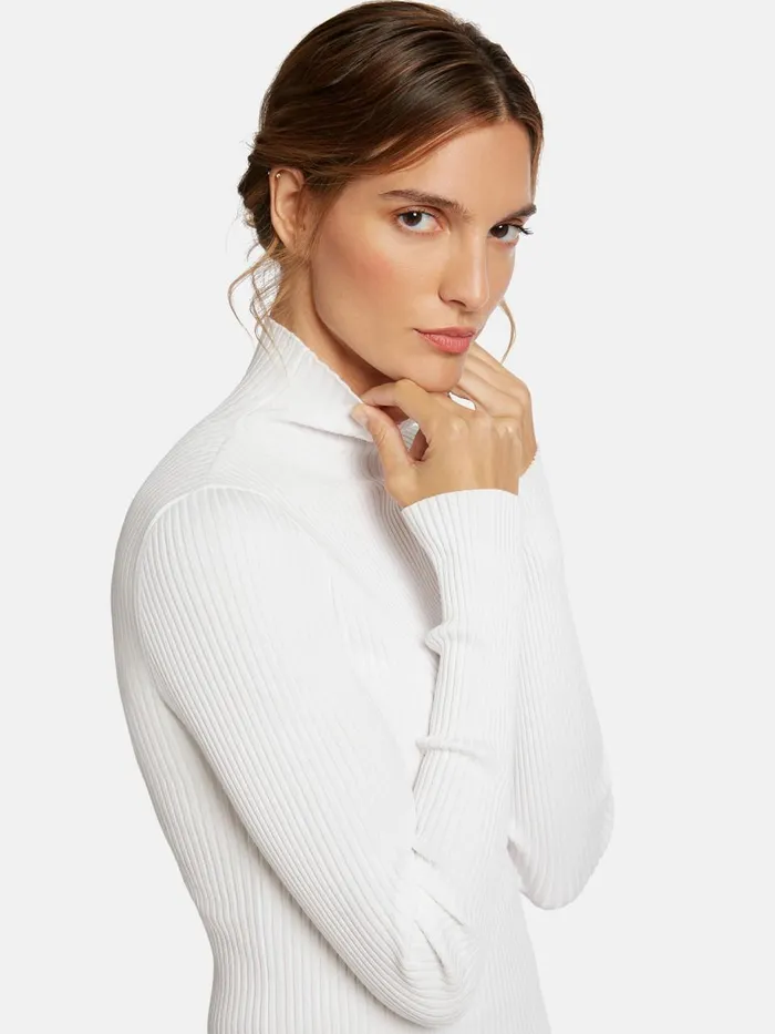 Viscose Rib Pullover White Women Wolford Longsleeve Shirts