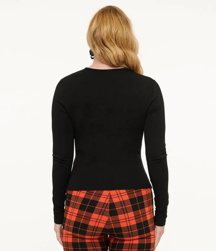 Voodoo Vixen 1950s Black Criss Cross Keyhole Top Clothing Unique Vintage Blouses