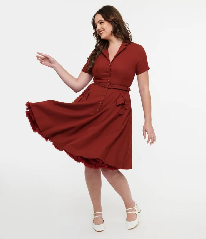 Voodoo Vixen 1950s Burgundy Bow Fit and Flare Dress DressesPlus Unique Vintage Fit and Flare Voodoo Vixen 1950s Burgundy Bow Fit and Flare Dress DressesPlus Unique Vintage Fit and Flare