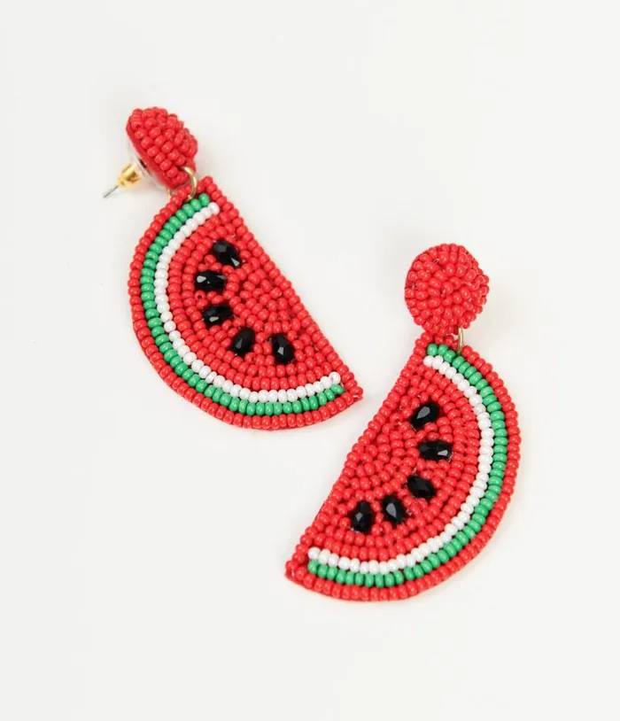 Watermelon Beaded Drop Earrings Accessories Unique Vintage Earrings
