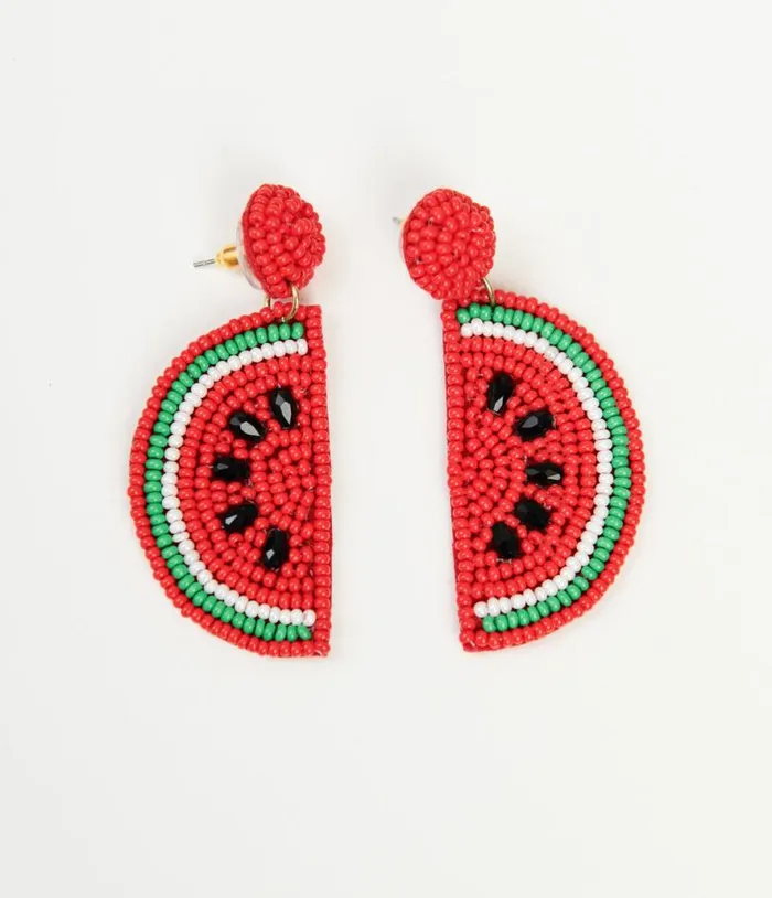 Watermelon Beaded Drop Earrings Accessories Unique Vintage Earrings