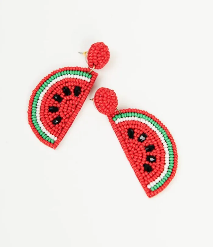 Watermelon Beaded Drop Earrings Accessories Unique Vintage Earrings