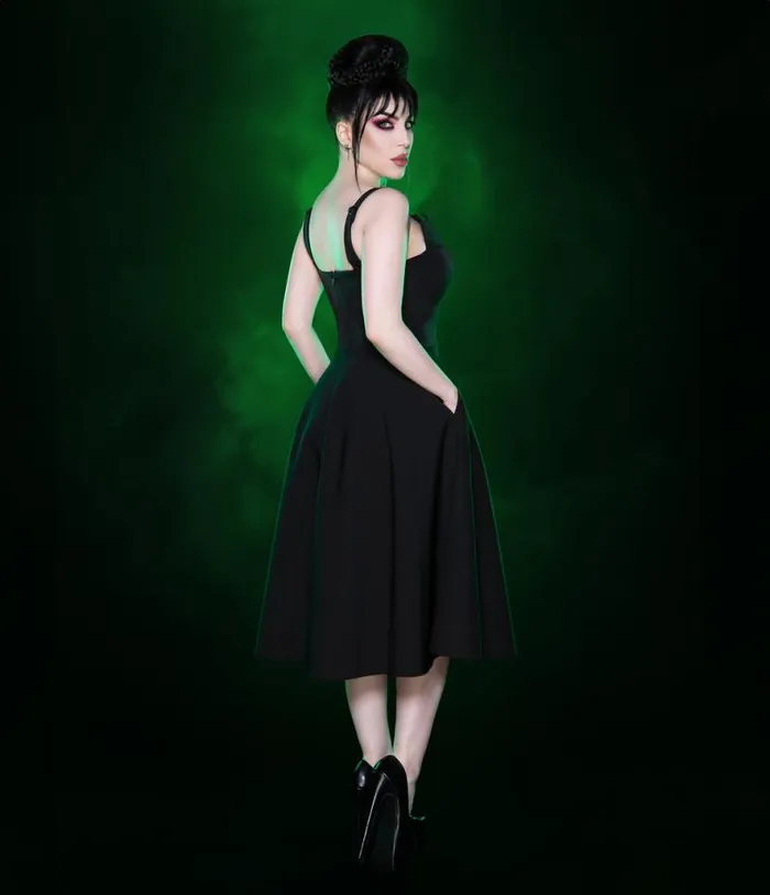 Weasel Wear Black Queen Of The Night Swing Dress DressesPlus Unique Vintage Pocket Dresses