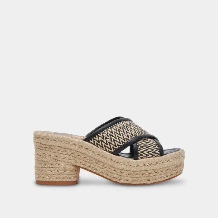 Wedges Shop Dolce Vita Eldora Heels White Black Raffia White Black Raffia