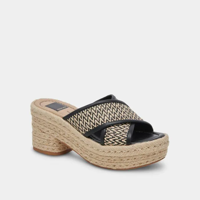 Wedges Shop Dolce Vita Eldora Heels White Black Raffia White Black Raffia