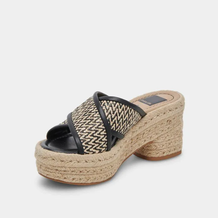 Wedges Shop Dolce Vita Eldora Heels White Black Raffia White Black Raffia