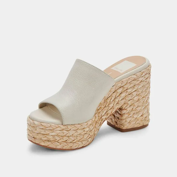 Wedges Shop Dolce Vita Elora Heels Ivory Leather Ivory Leather Heeled Sandals Ivory Leather