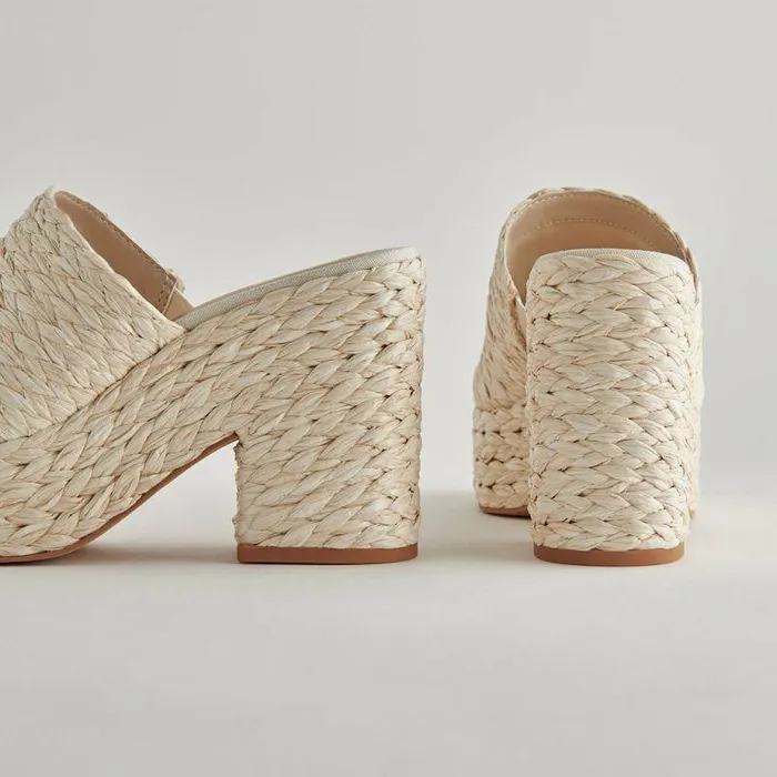 Wedges Shop Dolce Vita Elora Heels Offwhite Raffia Offwhite Raffia Heeled Sandals Off White Raffia