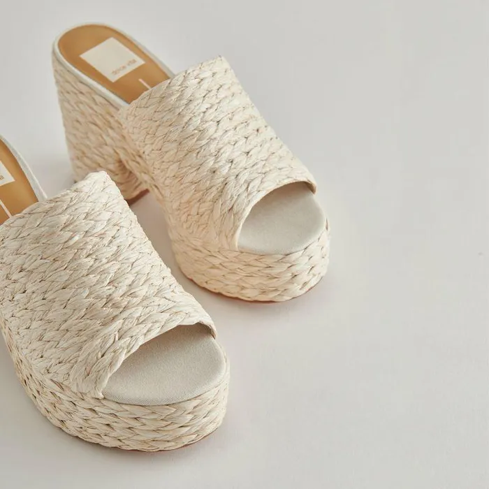 Wedges Shop Dolce Vita Elora Heels Offwhite Raffia Offwhite Raffia Heeled Sandals Off White Raffia