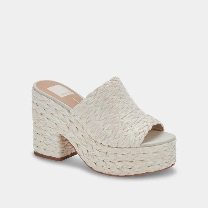 Wedges Shop Dolce Vita Elora Heels Offwhite Raffia Offwhite Raffia Heeled Sandals Off White Raffia