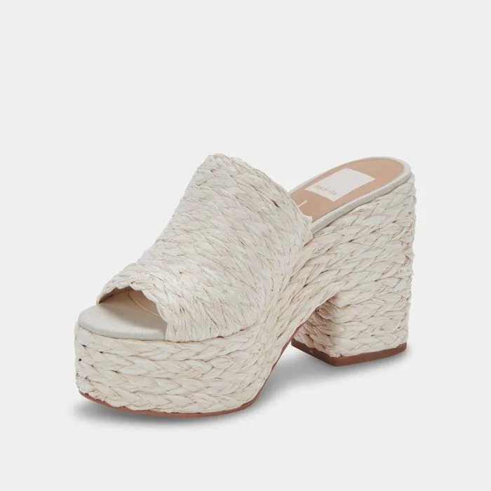 Wedges Shop Dolce Vita Elora Heels Offwhite Raffia Offwhite Raffia Heeled Sandals Off White Raffia