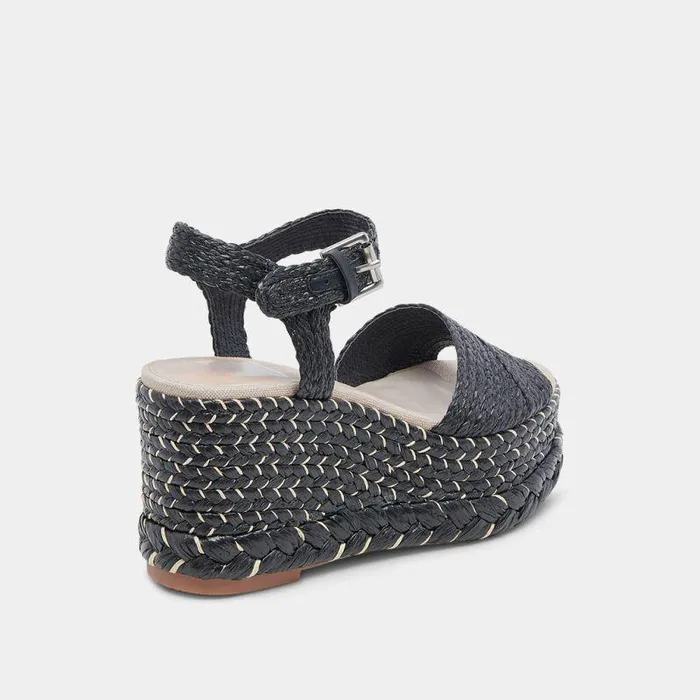 Wedges Shop Dolce Vita Tiago Wedges Black Raffia Raffia Sandals Made W Recycled Materials Black Raffia