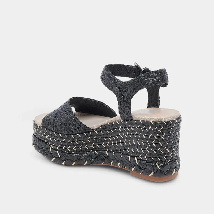 Wedges Shop Dolce Vita Tiago Wedges Black Raffia Raffia Sandals Made W Recycled Materials Black Raffia