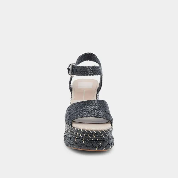 Wedges Shop Dolce Vita Tiago Wedges Black Raffia Raffia Sandals Made W Recycled Materials Black Raffia