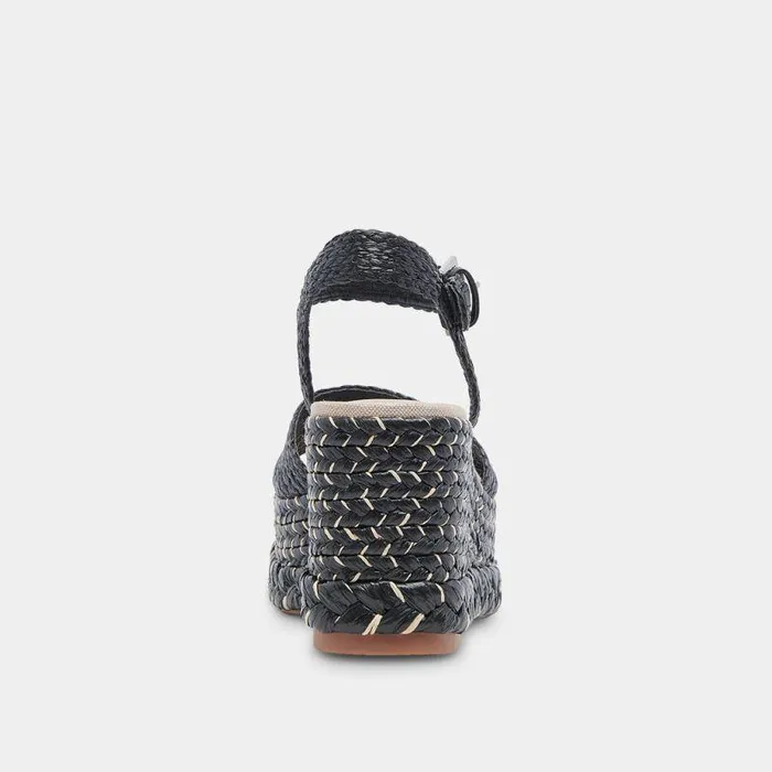 Wedges Shop Dolce Vita Tiago Wedges Black Raffia Raffia Sandals Made W Recycled Materials Black Raffia