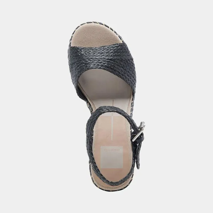 Wedges Shop Dolce Vita Tiago Wedges Black Raffia Raffia Sandals Made W Recycled Materials Black Raffia