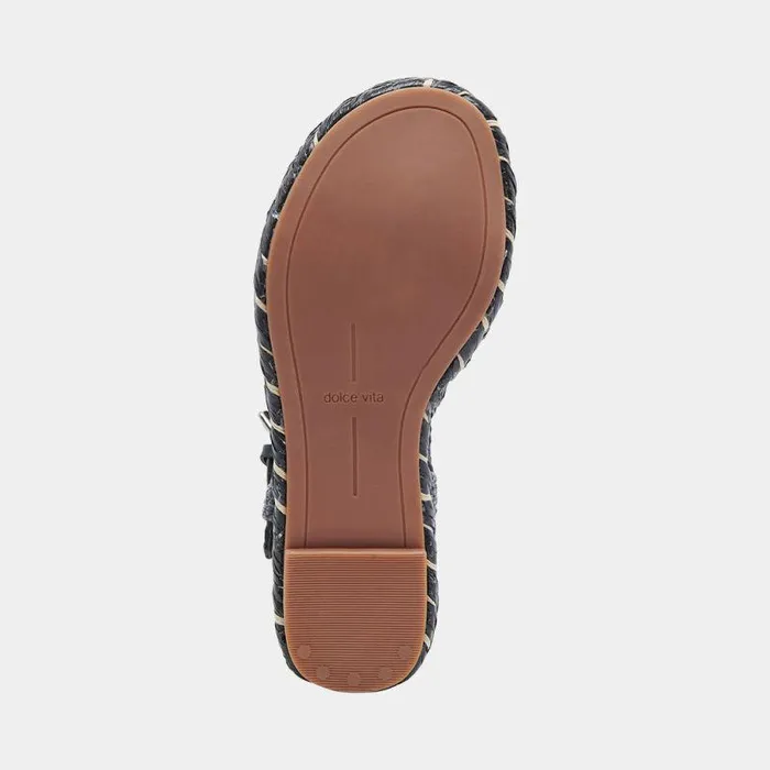 Wedges Shop Dolce Vita Tiago Wedges Black Raffia Raffia Sandals Made W Recycled Materials Black Raffia