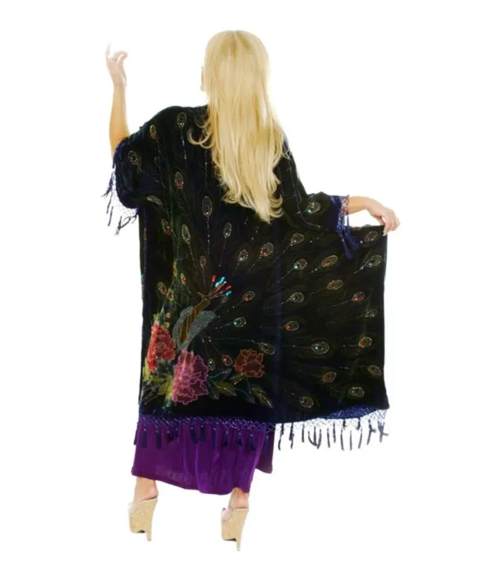 Western Fashion Black Peacock Caftan DressesPlus Unique Vintage Midi and Maxi Western Fashion Black Peacock Caftan DressesPlus Unique Vintage Midi and Maxi