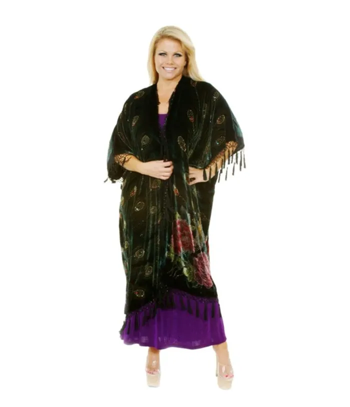 Western Fashion Black Peacock Caftan DressesPlus Unique Vintage Midi and Maxi