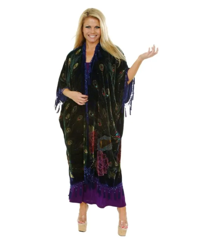 Western Fashion Black Peacock Caftan DressesPlus Unique Vintage Midi and Maxi