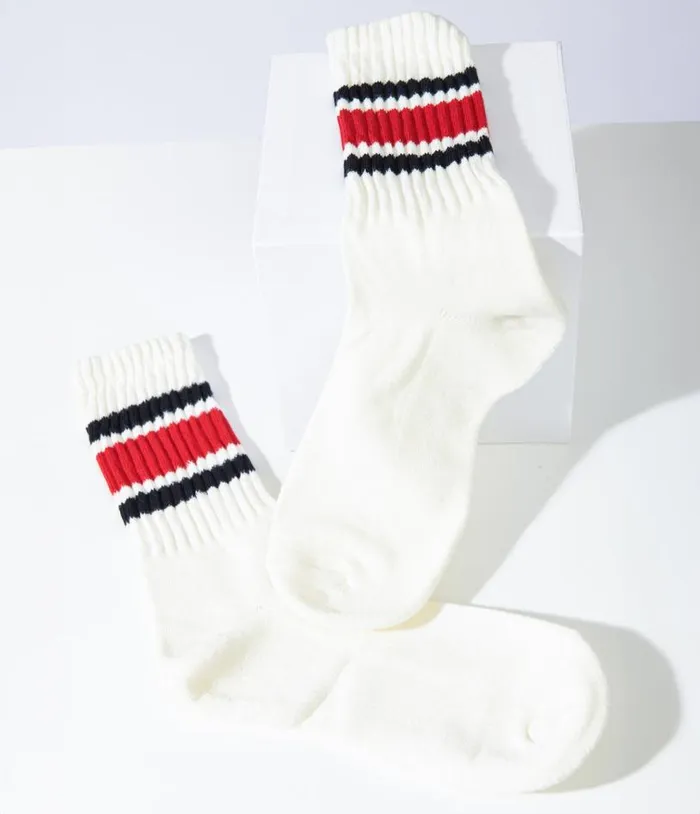 White and Red Striped Socks Accessories Unique Vintage Stockings and Tights