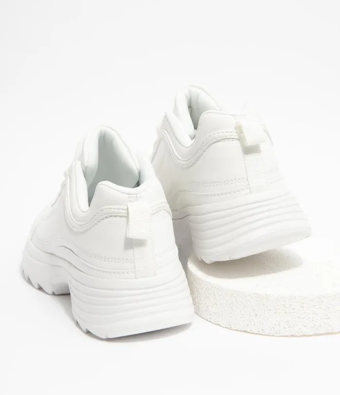 White Athletic Sneakers Shoes Unique Vintage Flats