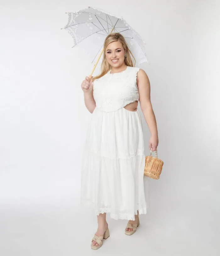 White Lace Front Midi Dress Dresses Unique Vintage Midi