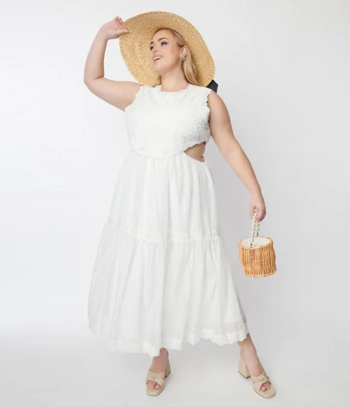 White Lace Front Midi Dress Dresses Unique Vintage Midi