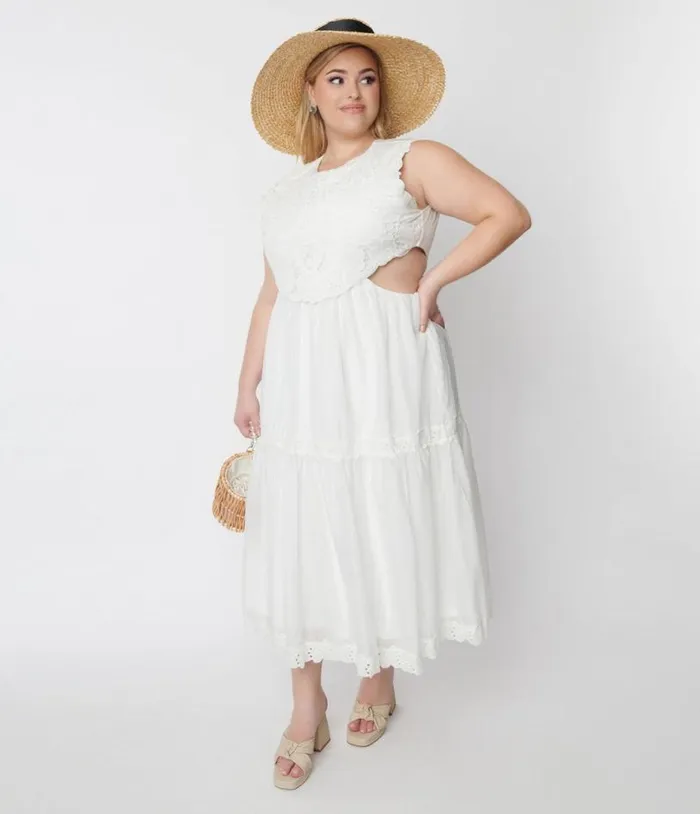 White Lace Front Midi Dress Dresses Unique Vintage Midi