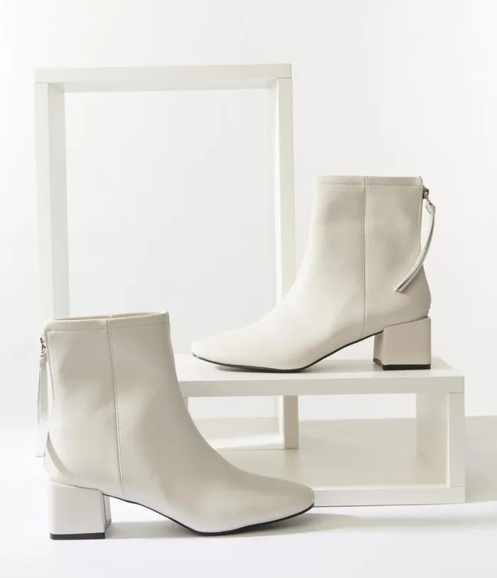 White Leatherette Mod Sinatra Bootie Shoes Unique Vintage Boots