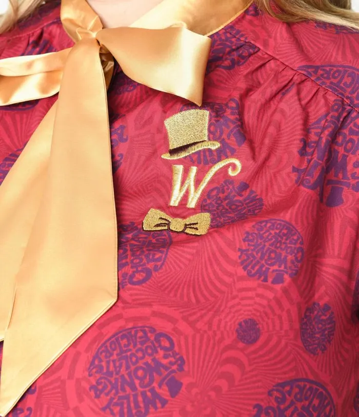 Willy Wonka X Plus Size Berry Swirls and Gold Bow Swing Dress DressesPlus Unique Vintage Pocket Dresses