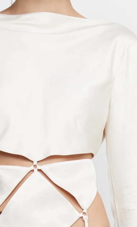 Woman Bec Bridge Long Sleeve DIAMOND DAYS LONG SLEEVE CROPPED TOP Ivory Woman Bec Bridge Long Sleeve DIAMOND DAYS LONG SLEEVE CROPPED TOP Ivory