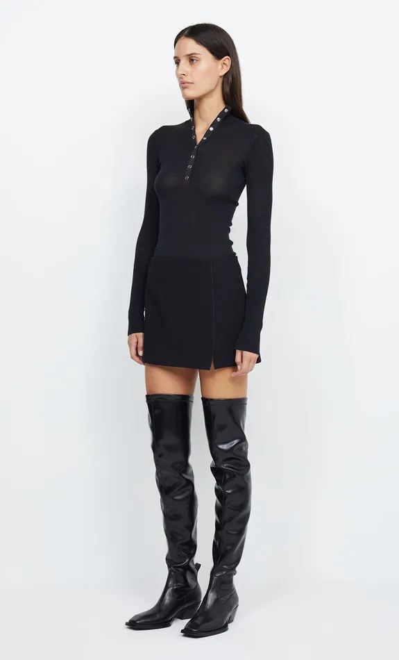 Woman Bec Bridge Long Sleeve MEADOW SNAP LS KNIT TOP Black Woman Bec Bridge Long Sleeve MEADOW SNAP LS KNIT TOP Black