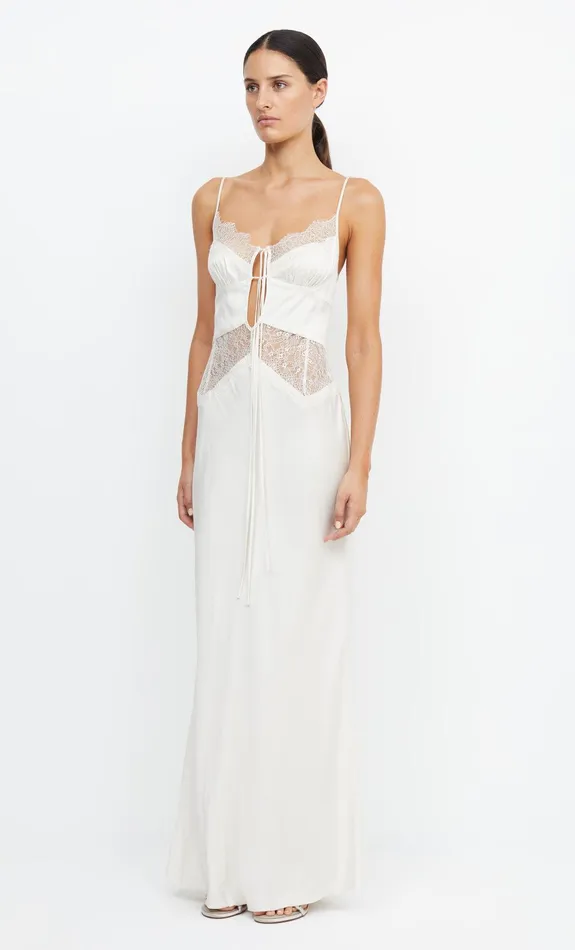 Woman Bec Bridge Maxi Dresses CELINE TIE MAXI DRESS CreamCream Woman Bec Bridge Maxi Dresses CELINE TIE MAXI DRESS CreamCream