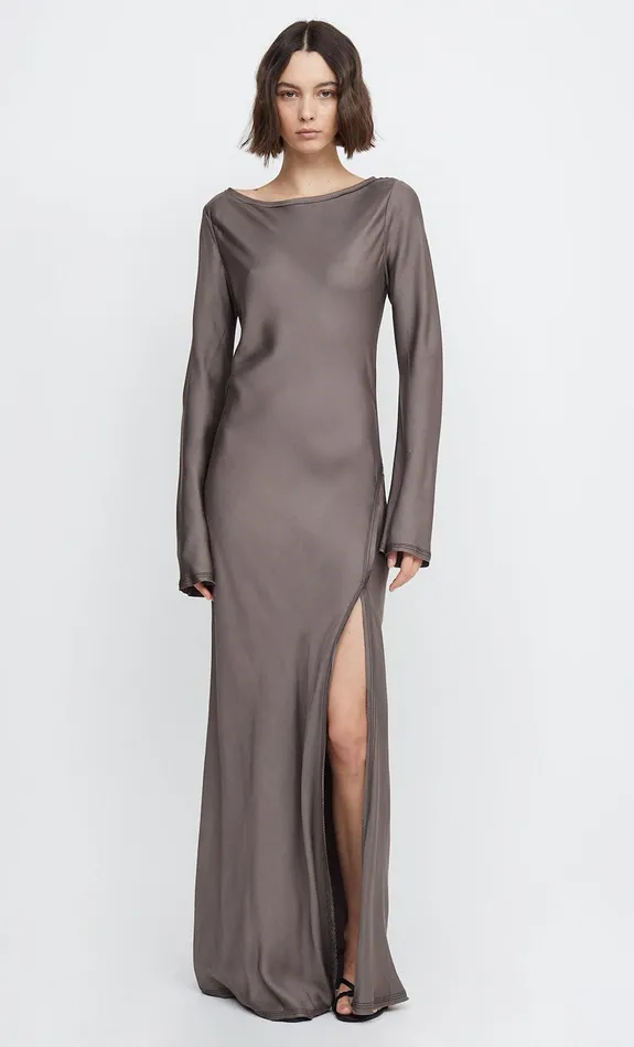 Woman Bec Bridge Maxi Dresses KAI LONG SLEEVE SPLIT MAXI DRESS Pewter
