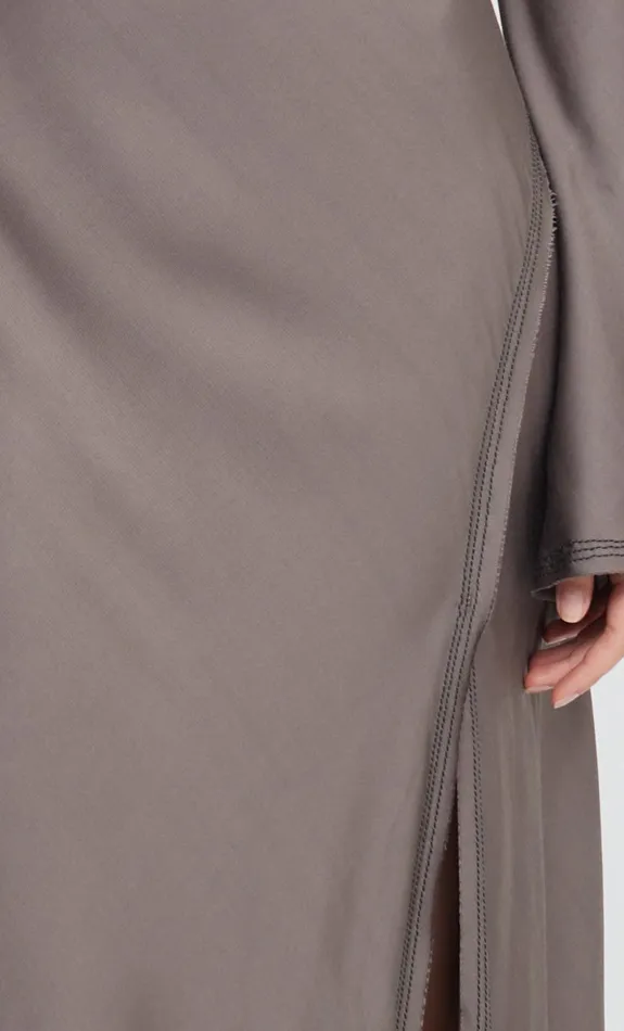 Woman Bec Bridge Maxi Dresses KAI LONG SLEEVE SPLIT MAXI DRESS Pewter Woman Bec Bridge Maxi Dresses KAI LONG SLEEVE SPLIT MAXI DRESS Pewter
